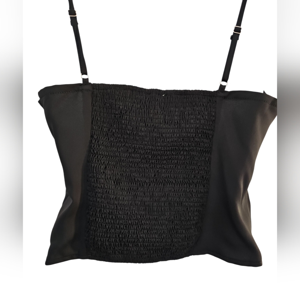 Anthropologie Black Womens Babydoll Top Size XS Camisole Cropped Y2K Neutral - Picture 2 of 4